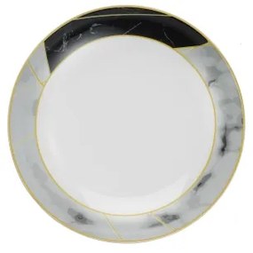 24 részes étkészlet fekete/fehér/arany/porcelán