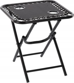50CM-ES Összecsukható Kerti Túraasztal Italtartókkal Fém
