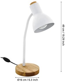 Fehér-natúr színű asztali lámpa fém búrával (magasság 49 cm) VERADAL – EGLO
