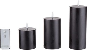 NORDIC LIGHT LED gyertya távirányítóval, fekete 3 darab