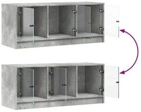 betonszürke TV-szekrény üvegajtókkal 102 x 37 x 42 cm