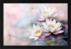 Poszter Keret Fa Természet Víz Virágok Nenufary Vízililiom 60x40