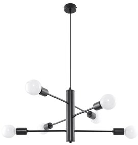 Csillár zsinóron DUOMO 6 6xE27/60W/230V fekete