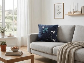 Kétoldalas párnahuzat DUO SENSE NOCTIFLORA 45x45 cm mikroplüss/flanel, sötétkék