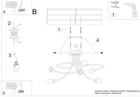 Sollux SL.1456 - Csillár rúdon LEVAR 6xE27/15W/230V fekete