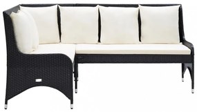 2 db fekete polyrattan kerti sarokkanapé