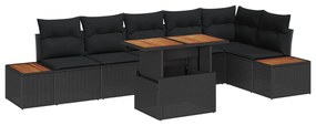 vidaXL Kert étkező szett párnával 7 pcs Fekete és Barna