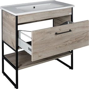TMP IRON 85 álló fürdőszobabútor - Sanovit ATRIA 9085 porcelán mosdóval - 85 x 45,5cm