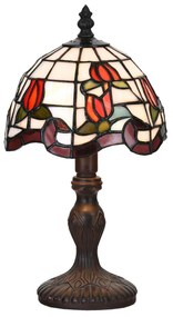 Tiffany asztali lámpa fehér piros tulipán Ø 18*32 CM