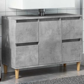 betonszürke szerelt fa mosdószekrény 80 x 33 x 60 cm