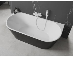 Mexen Oval, szabadon álló fali kád 160 x 80 cm, fehér-fekete, fehér túlfolyó, 52671608075-20