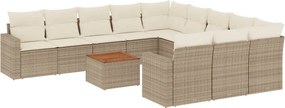 vidaXL 12 részes bézs polyrattan kerti ülőgarnitúra párnákkal
