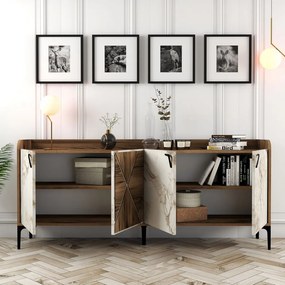 Venedik - Walnut, White Marble