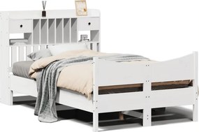 vidaXL fehér tömör fenyőfa ágy matrac nélkül 135 x 190 cm