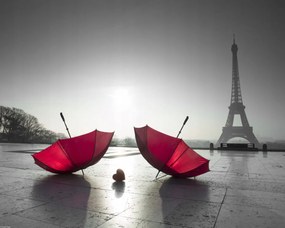 Poszter 50x40cm Két napernyő az Eiffel-torony mellett, Assaf Frank