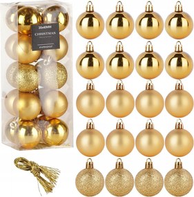 20 db Törésbiztos karácsonyfadísz, arany színű karácsonyfadísz szett