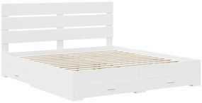vidaXL Ágykeret fiókkal fejtámlával Fehér 180 x 200 cm Faanyag
