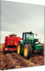 Vászonkép 60x80 Traktor szántás mező farmer