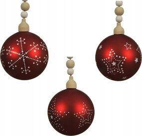 Üveggömb piros karácsonyfadísz korallok