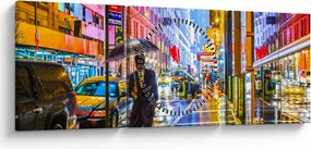 Kép - Város neonfényben (órával) (90x30 cm)
