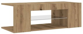 kézműves tölgy szerelt fa TV-szekrény LED-ekkel 90x39x30 cm