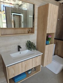 TMP SLIM STRIP 60 fali függesztett fürdőszobabútor - SKY E-8099-60 porcelán mosdóval- 61 x 46 cm