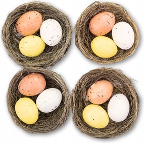 5 cm-es műanyag tojások fészekben, 4 darab húsvéti dekoráció