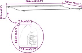 Behúzható napellenző Zöld és sárga 600 × 300 cm