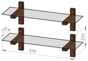 KÉSZLET 2x Fali polc 25x85 cm fenyő/átlátszó