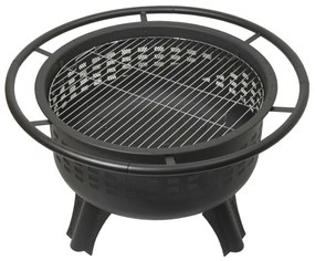 Hordozható fa tűzrakóhely rostéllyal fekete