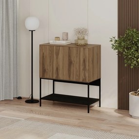 Fekete-natúr színű szekrény tölgyfa dekorral 80x90x40 cm Amira – Marckeric