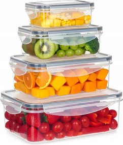 4x Konyhai légmentesen záródó ételtároló tartály tömítéssel tartály szett