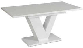 Magasfényű Fehér Bővíthető Étkezőasztal CLARK 120-160 cm