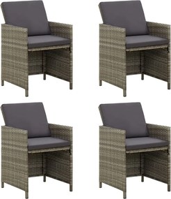 vidaXL 4 db szürke polyrattan kerti szék párnával