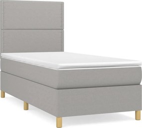 vidaXL világosszürke szövet rugós ágy matraccal 90x190 cm