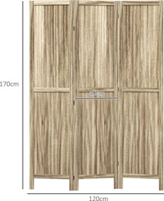 HOMCOM Paulownia Fa 3-paneles Hálósztó 120 x 170 cm Összecsukható | Aosom