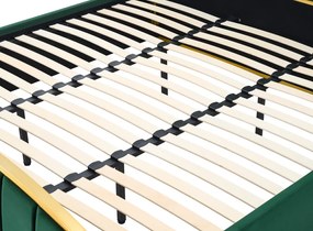 Ágy ráccsal, 160x200, zöld Velvet szövet/gold arany króm, GEORGIA