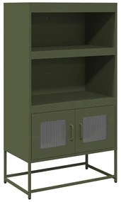 Highboard olívazöld 68x39x123 cm Acél
