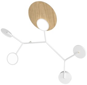 Ballon 5 C fali lámpa, többféle változat - TUNTO Modell: fehér keret és burkolat, diófa rétegelt lemez panel