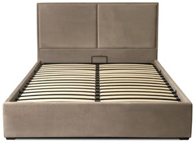 Bézs Bársony Ágyneműtartós Franciaágy. 140x200 DUO