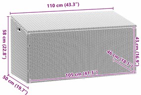világosszürke polyrattan kerti tárolóláda 110x50x58 cm