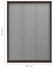barna alumínium pliszé ablakszúnyogháló 80 x 120 cm