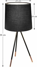 Asztali lámpa, fekete, JADE TYP 4 8008-44A