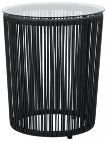 3 darabos fekete PE rattan bisztrószett párnával
