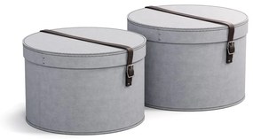 Világosszürke fedeles karton tárolódoboz szett 2 db-os ø 37,5x25,5 cm Rut – Bigso Box of Sweden