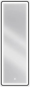 Mexen Coro 50 x 150 cm-es, LED 6000K, páramentes, fekete keretes fürdőszobai tükör - 9817-050-150-611-70