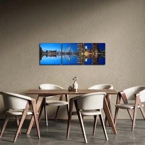 Kép - éjszaka Rotterdam (órával) (90x30 cm)