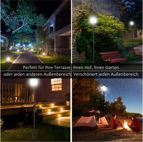 Outsunny Napelemes kerti lámpa, LED, 30 lumen, napelemes, talajra szerelhető tüske, 120 cm, fekete