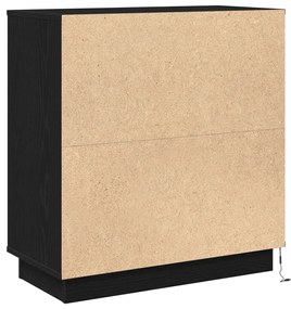 Éjjeli szekrény LED fénnyel Fekete tölgy 71x34,5x75 cm Feltárt fa
