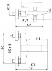 Invena Paros, falra szerelhető kádcsaptelep, króm, BW-09-001-A